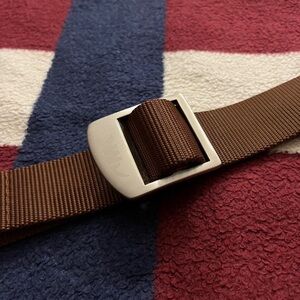 Mountain Khakis Belt Brown Webbing Aluminum Buckle Jackson Hole USA